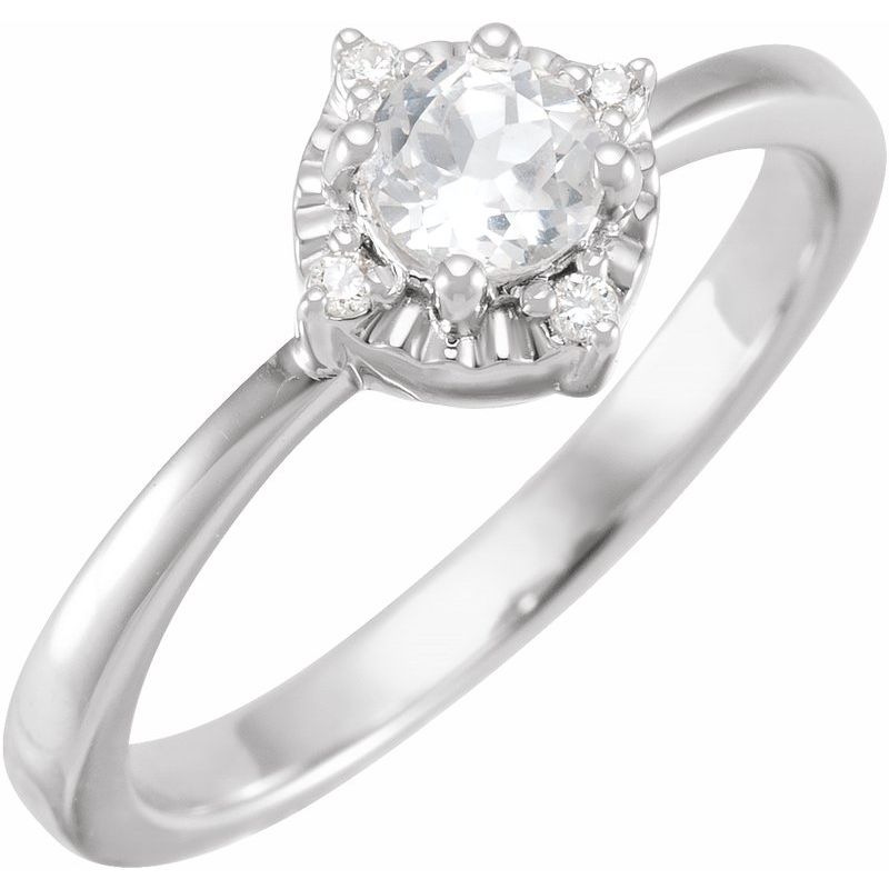Halo-Style Birthstone Ring