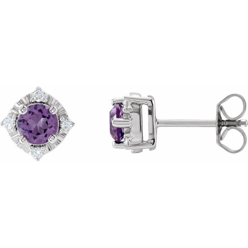 Halo-Style Birthstone Earrings