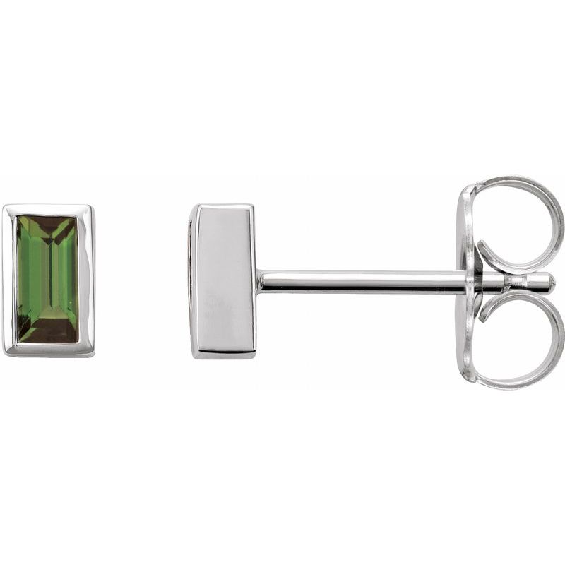Straight Baguette Bezel-Set Stud Earrings