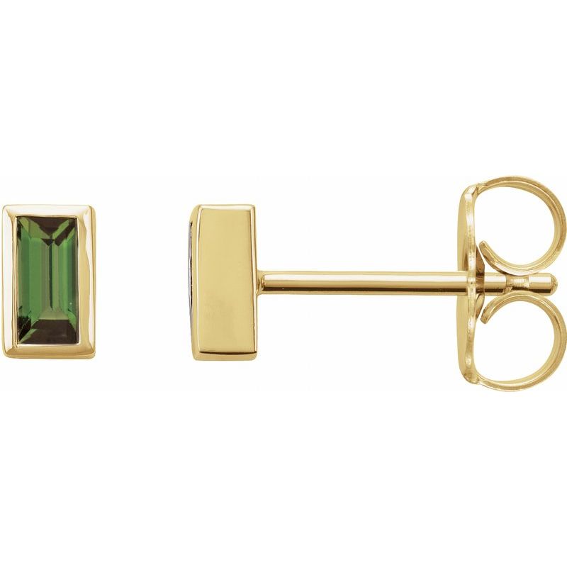 Straight Baguette Bezel-Set Stud Earrings