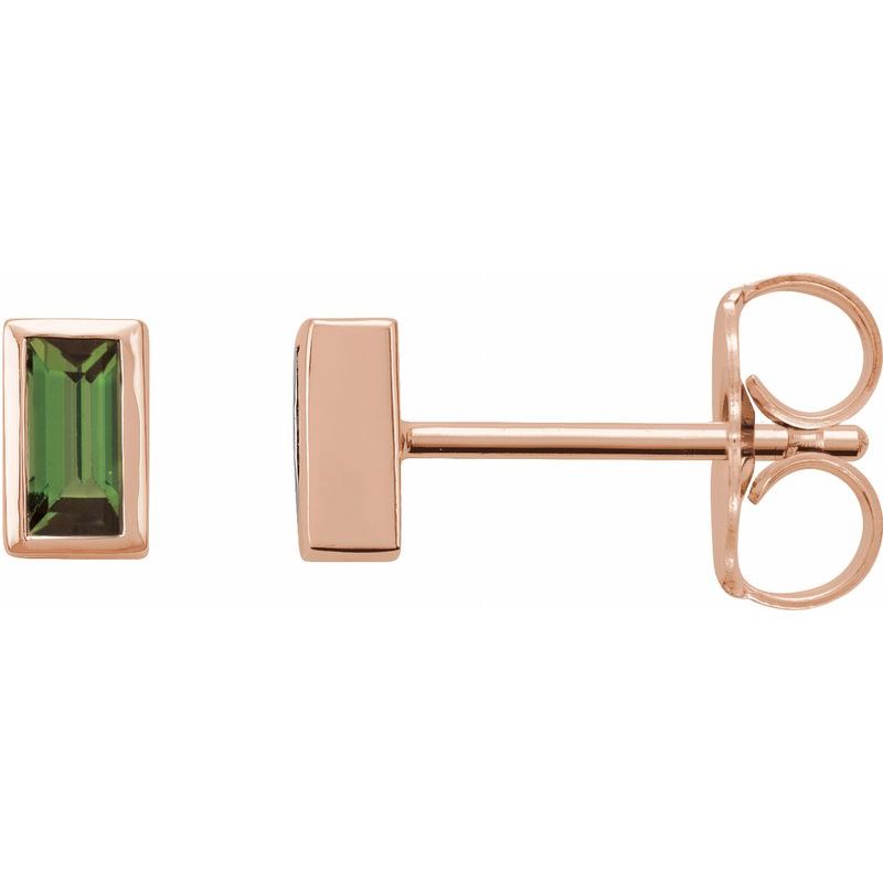 Straight Baguette Bezel-Set Stud Earrings