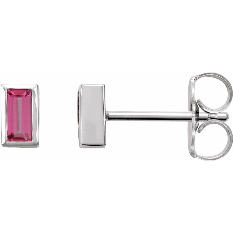 Straight Baguette Bezel-Set Stud Earrings