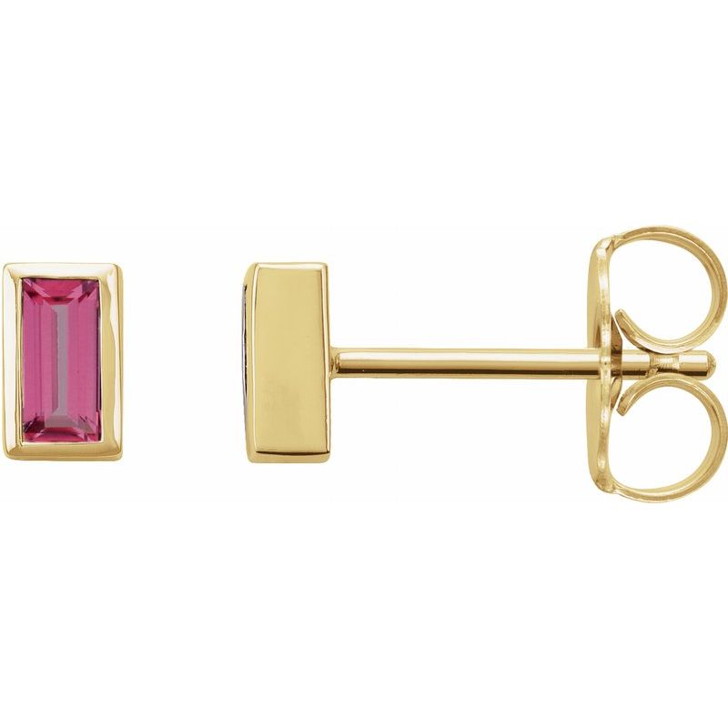 Straight Baguette Bezel-Set Stud Earrings