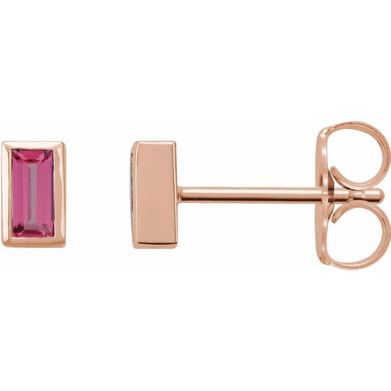 Straight Baguette Bezel-Set Stud Earrings