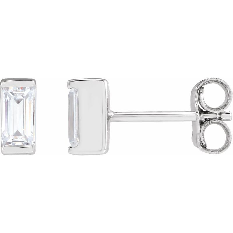 Straight Baguette Bezel-Set Stud Earrings — Lab-Grown Diamond