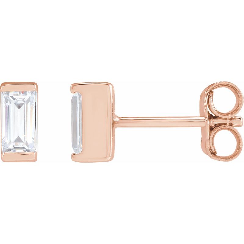 Straight Baguette Bezel-Set Stud Earrings — Lab-Grown Diamond