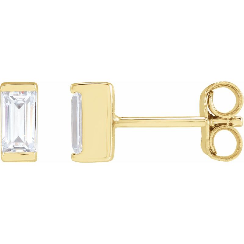 Straight Baguette Bezel-Set Stud Earrings — Lab-Grown Diamond