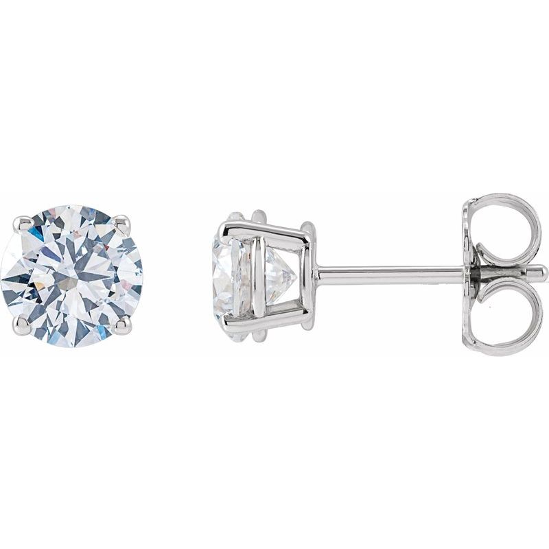 Round 4-Prong Lightweight Stud Earrings — Lab-Grown White Diamond