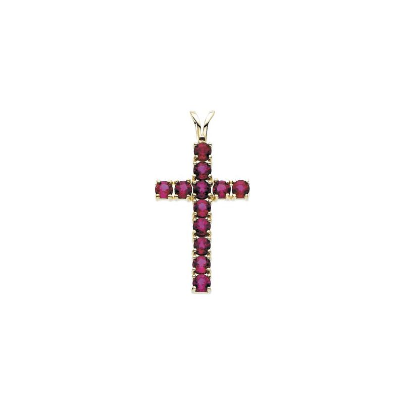 Accented Cross Pendant — Natural Ruby
