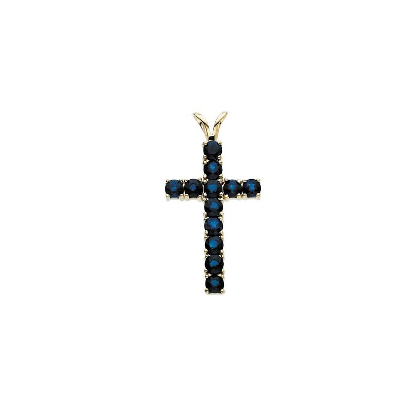 Accented Cross Pendant — Natural Blue Sapphire