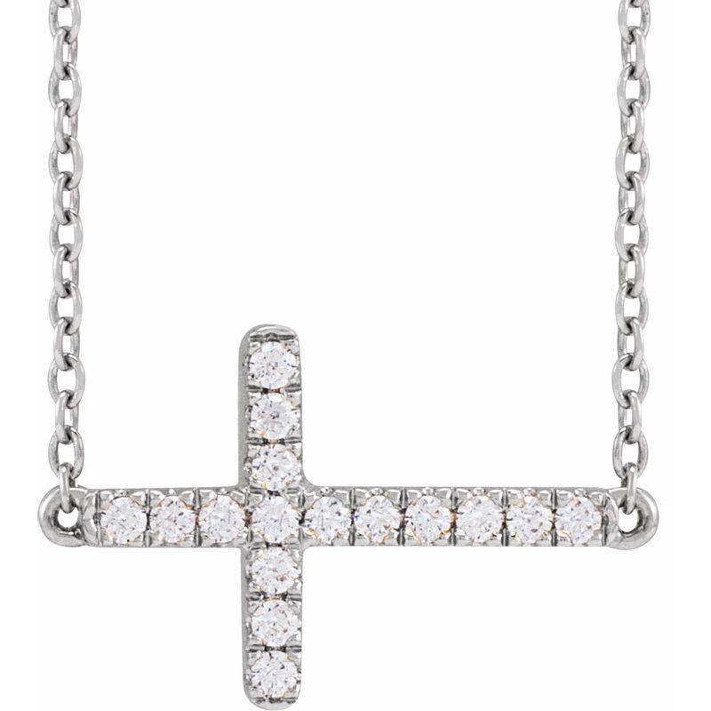 Lab-Grown Diamond Sideways Cross Necklace