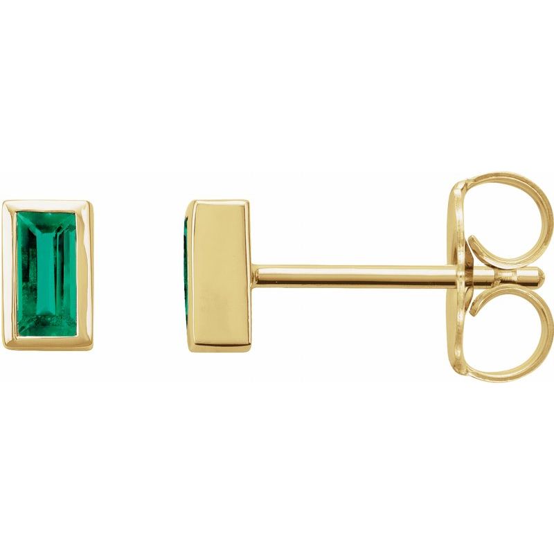 Straight Baguette Bezel-Set Stud Earrings