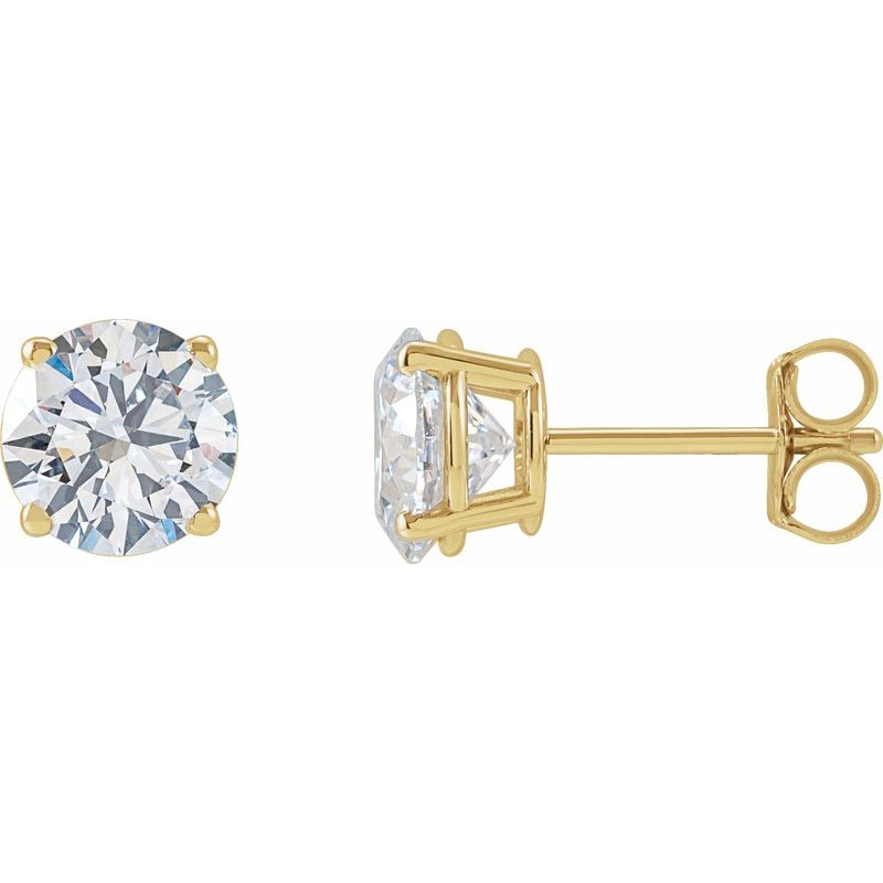 Round 4-Prong Lightweight Stud Earrings — Lab-Grown White Diamond