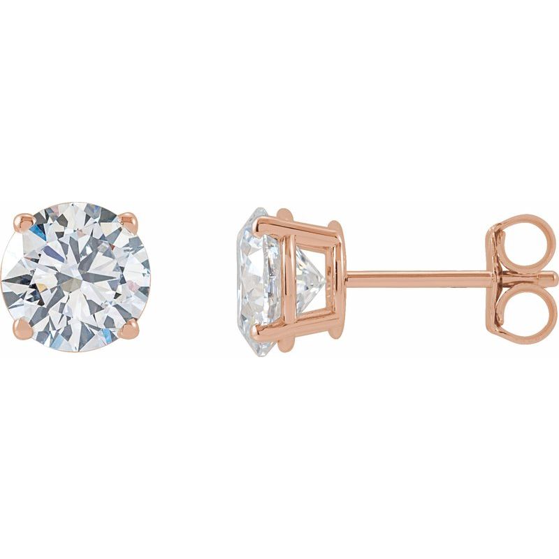 Round 4-Prong Lightweight Stud Earrings — Lab-Grown White Diamond