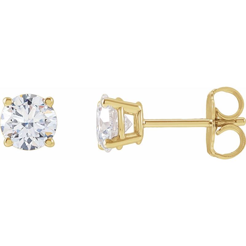Round 4-Prong Lightweight Stud Earrings — Lab-Grown White Diamond