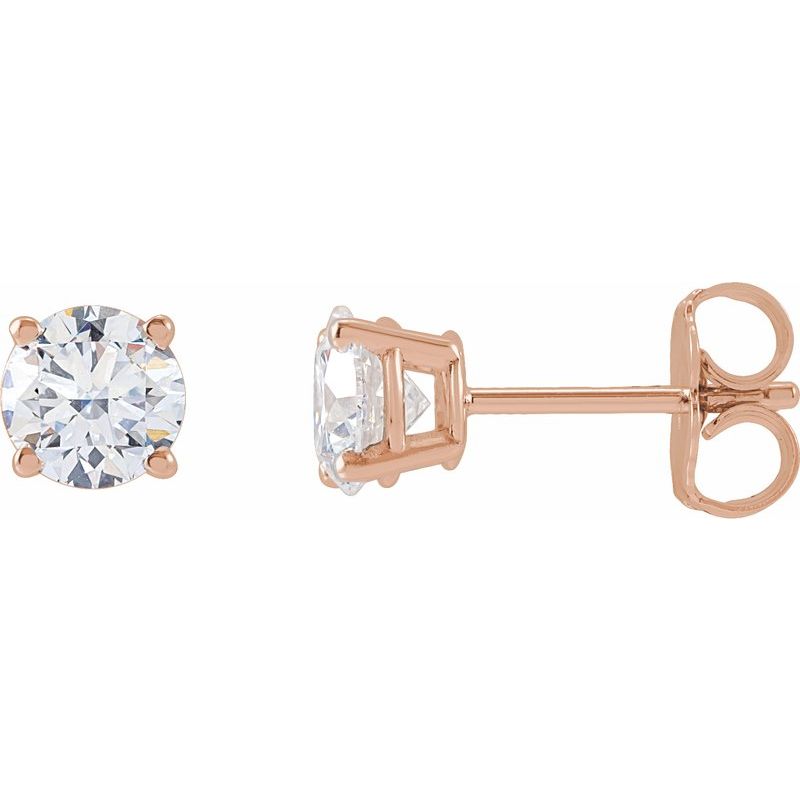Round 4-Prong Lightweight Stud Earrings — Lab-Grown White Diamond