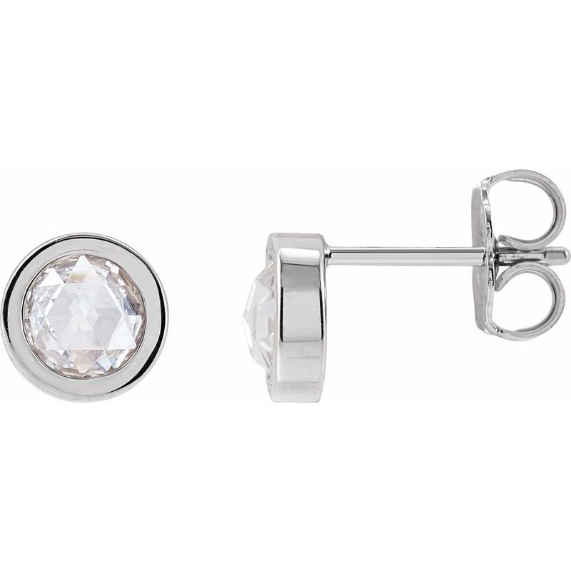 Round Bezel-Set Rose-Cut Stud Earrings