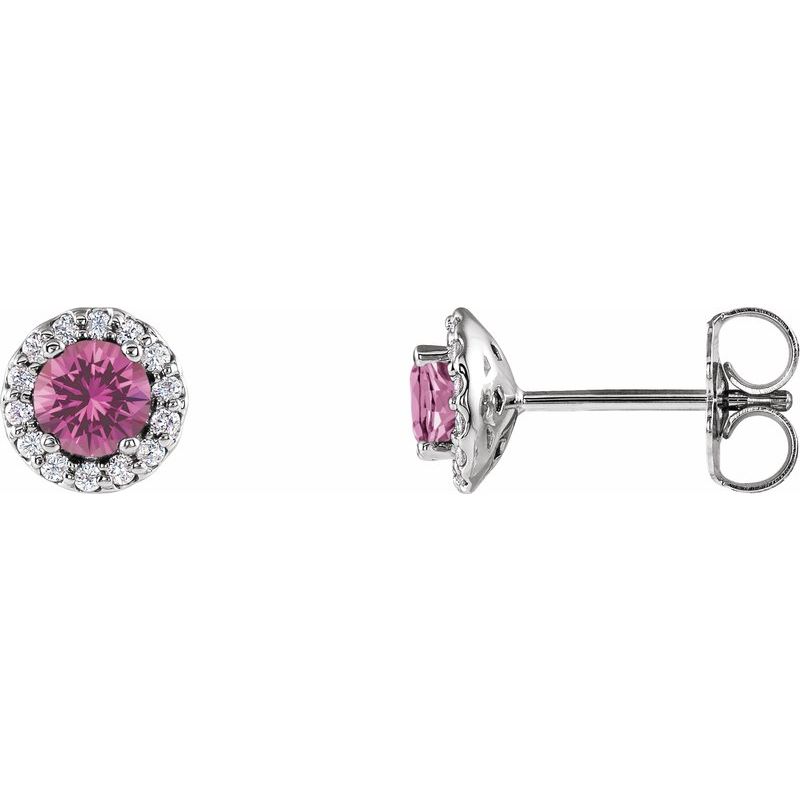 Round 4-Prong Halo-Style Earrings — Natural Diamond