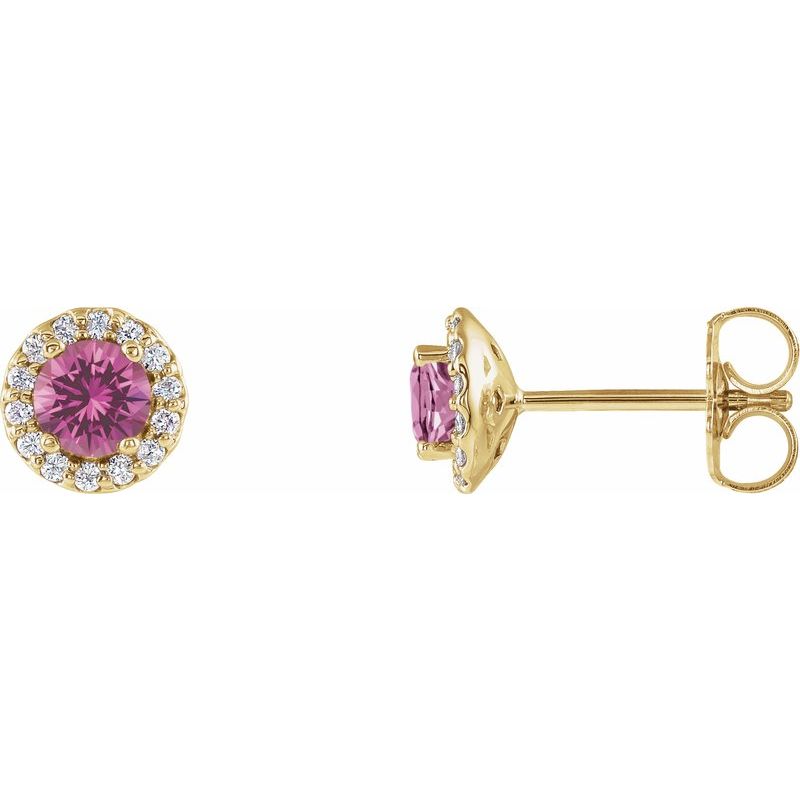Round 4-Prong Halo-Style Earrings — Natural Diamond