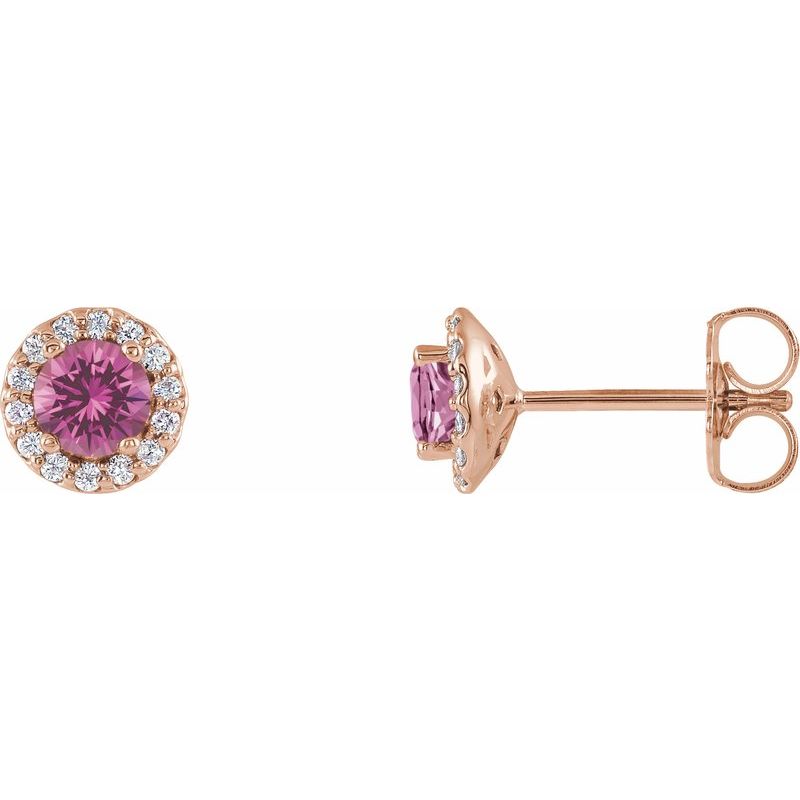 Round 4-Prong Halo-Style Earrings — Natural Diamond