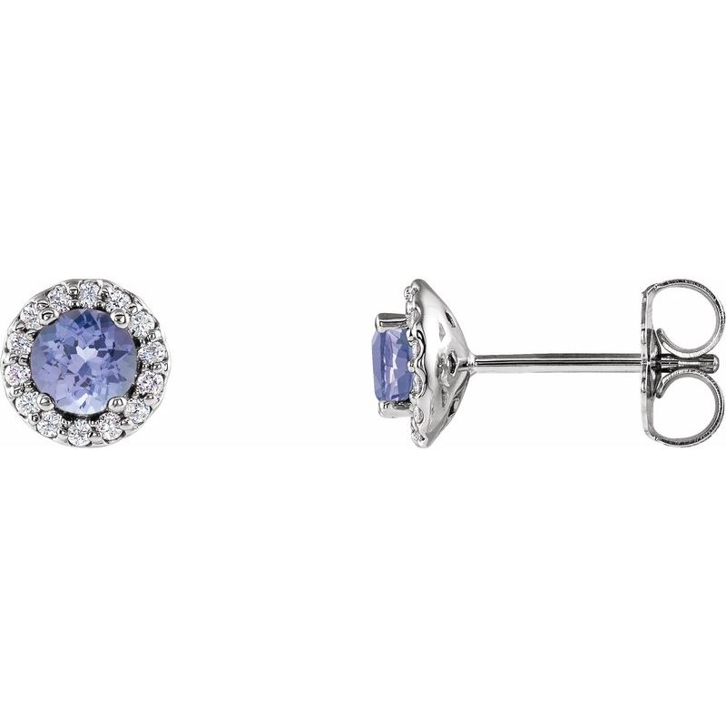 Round 4-Prong Halo-Style Earrings — Natural Diamond