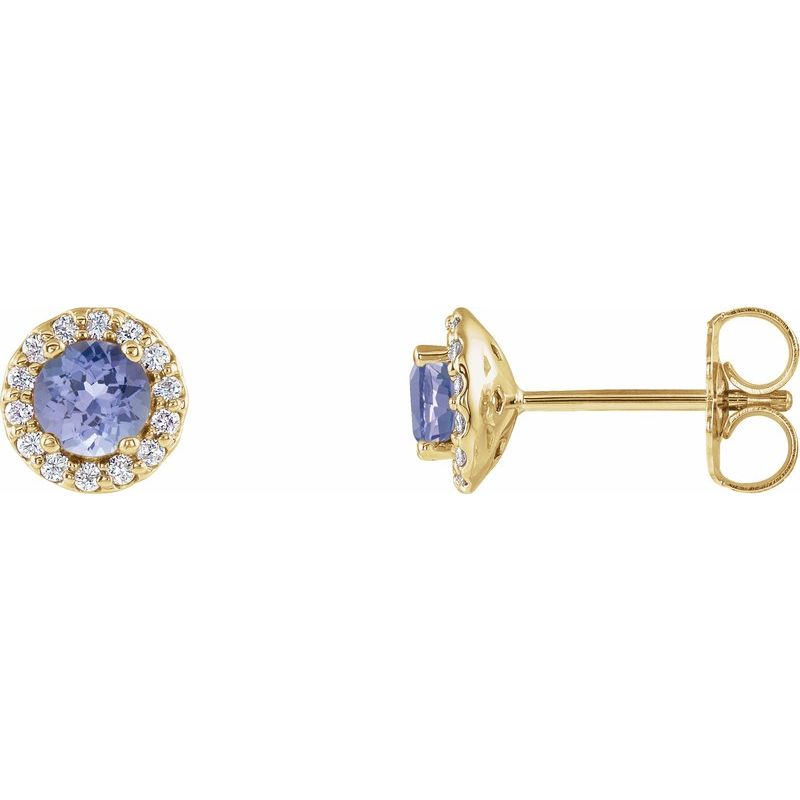 Round 4-Prong Halo-Style Earrings — Natural Diamond