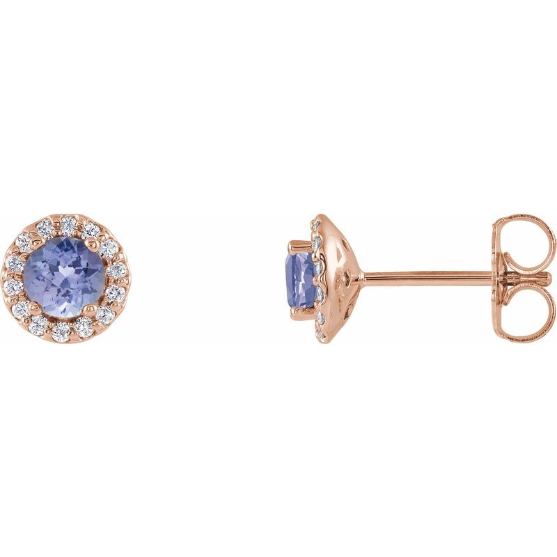 Round 4-Prong Halo-Style Earrings — Natural Diamond