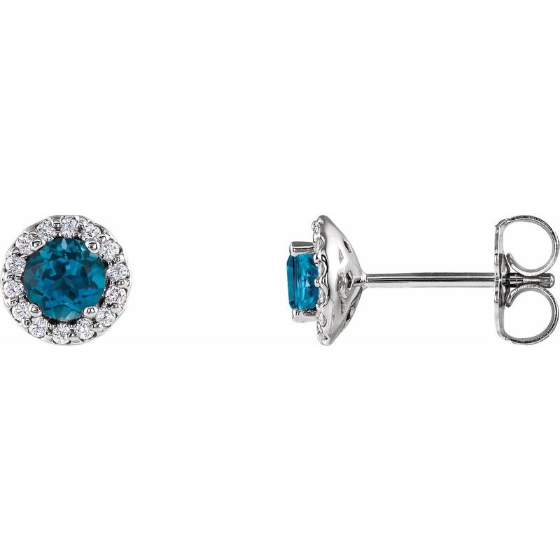 Round 4-Prong Halo-Style Earrings — Natural Diamond