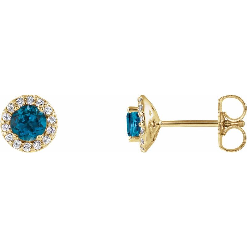 Round 4-Prong Halo-Style Earrings — Natural Diamond