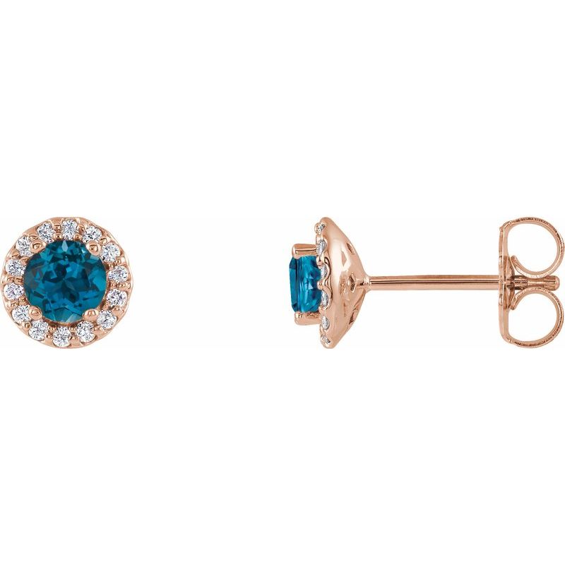 Round 4-Prong Halo-Style Earrings — Natural Diamond