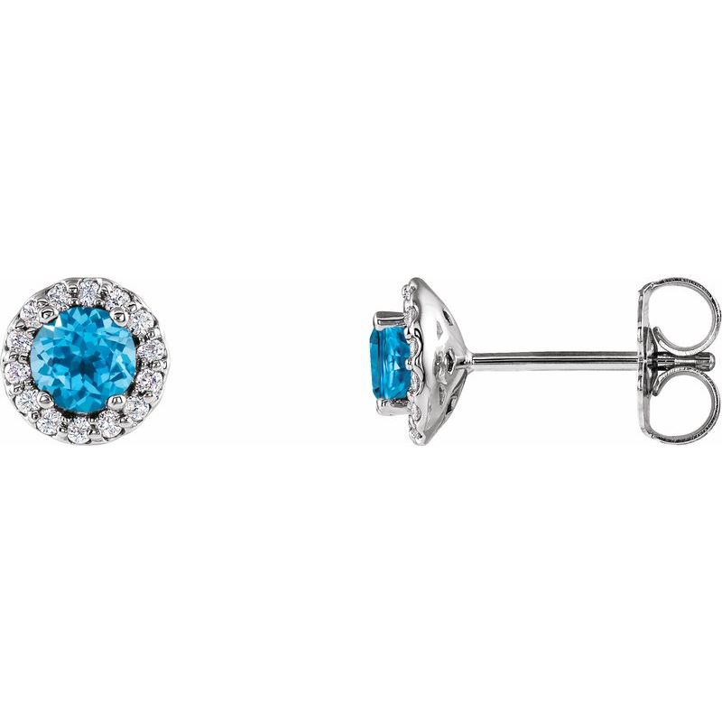 Round 4-Prong Halo-Style Earrings — Natural Diamond