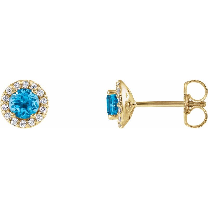 Round 4-Prong Halo-Style Earrings — Natural Diamond