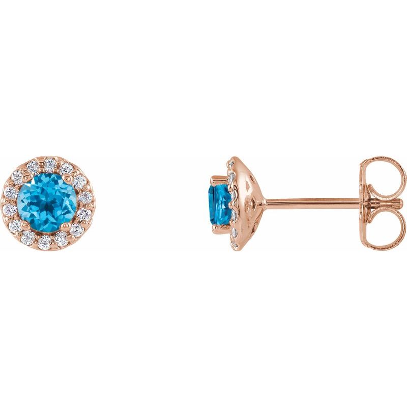 Round 4-Prong Halo-Style Earrings — Natural Diamond