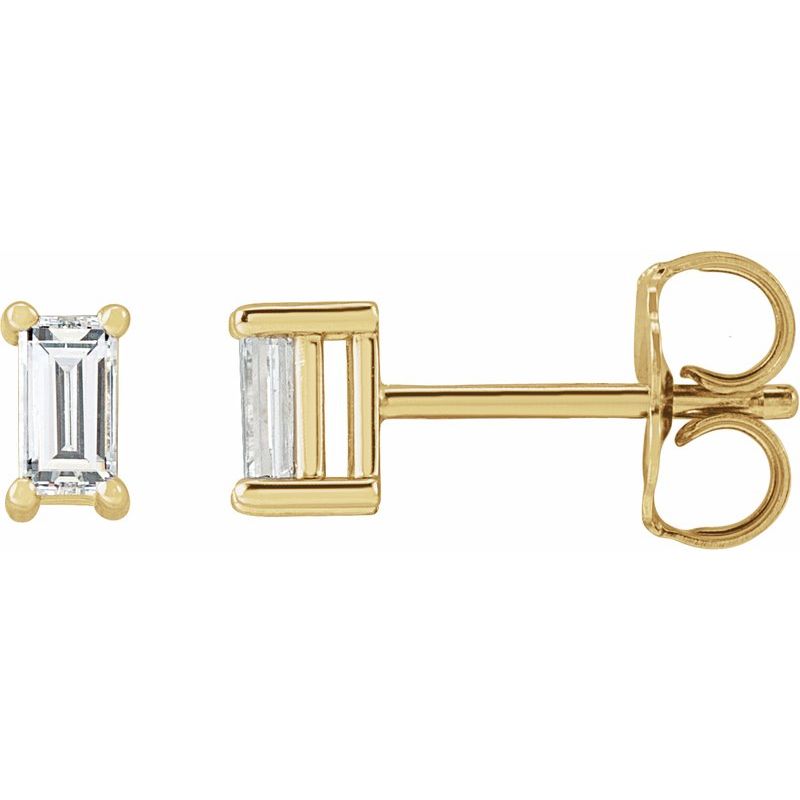 Straight Baguette 4-Prong Stud Earrings