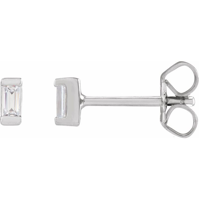 Straight Baguette Bezel-Set Stud Earrings — Lab-Grown Diamond