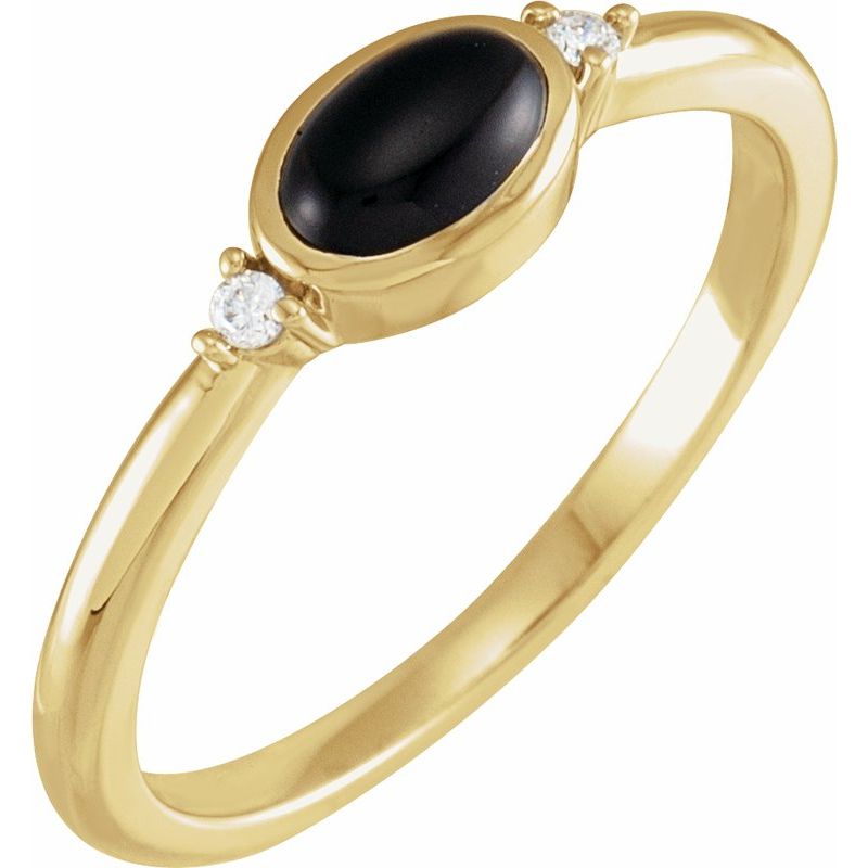 Bezel-Set Cabochon Ring — Natural & .03 ctw Natural Diamond