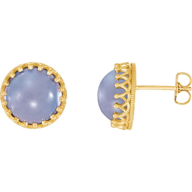 Round Cabochon Crown Earrings