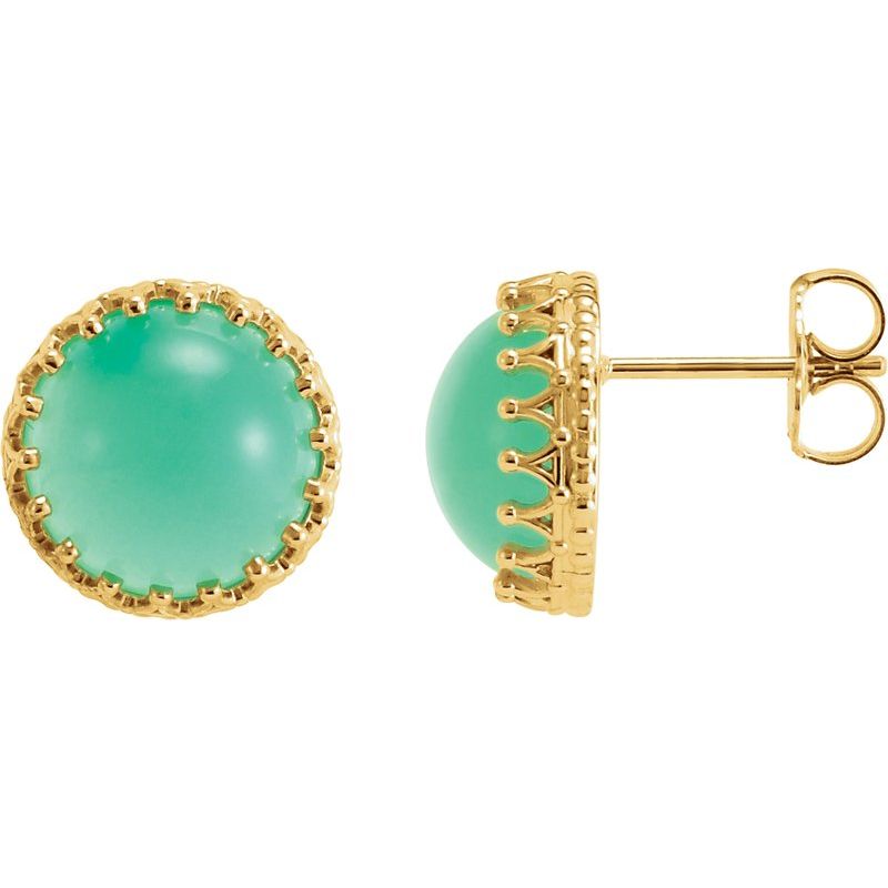 Round Cabochon Crown Earrings