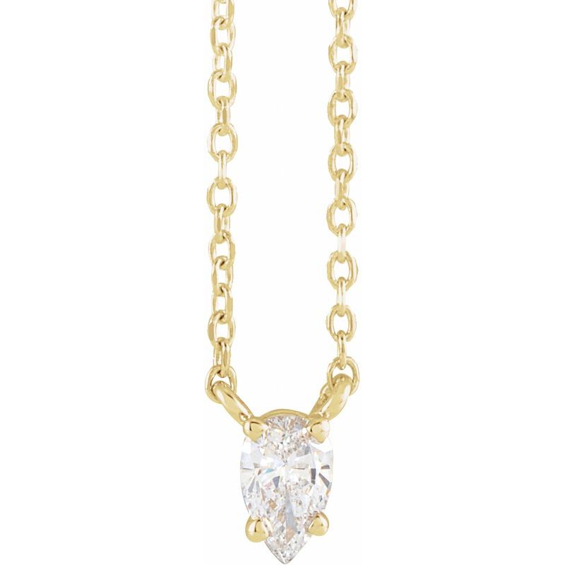 Natural Diamond Solitaire 16-18" Necklace