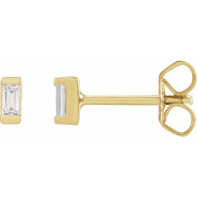 Straight Baguette Bezel-Set Stud Earrings — Lab-Grown Diamond