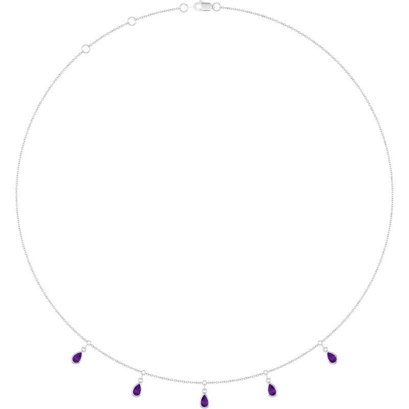 Three or Five-Stone Bezel-Set Station Necklace