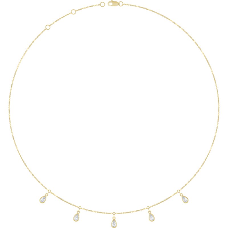 Three or Five-Stone Bezel-Set Station Necklace