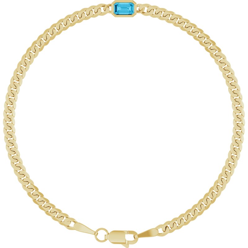 Bezel-Set Solitaire Curb Link Bracelet