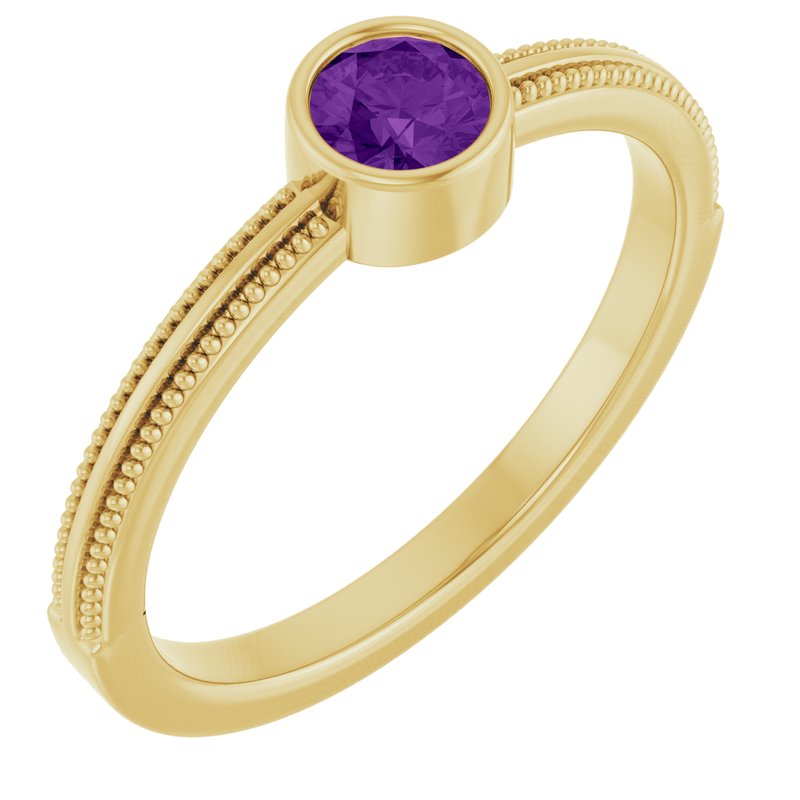Milgrain Bezel-Set Solitaire Birthstone Ring