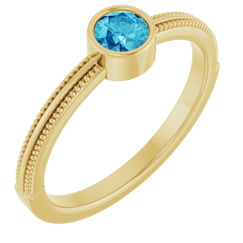 Milgrain Bezel-Set Solitaire Birthstone Ring