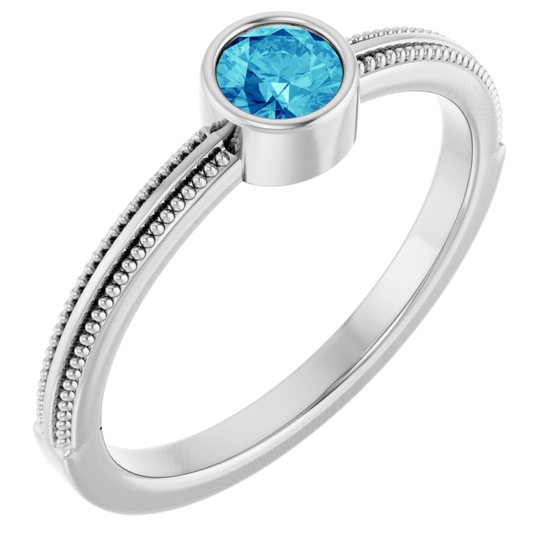 Milgrain Bezel-Set Solitaire Birthstone Ring