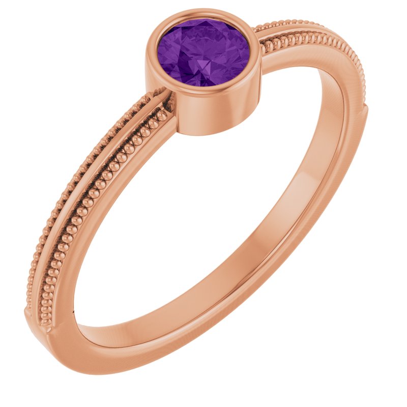 Milgrain Bezel-Set Solitaire Birthstone Ring