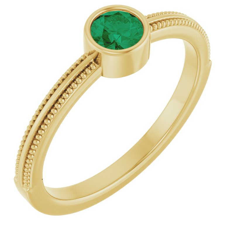 Milgrain Bezel-Set Solitaire Birthstone Ring
