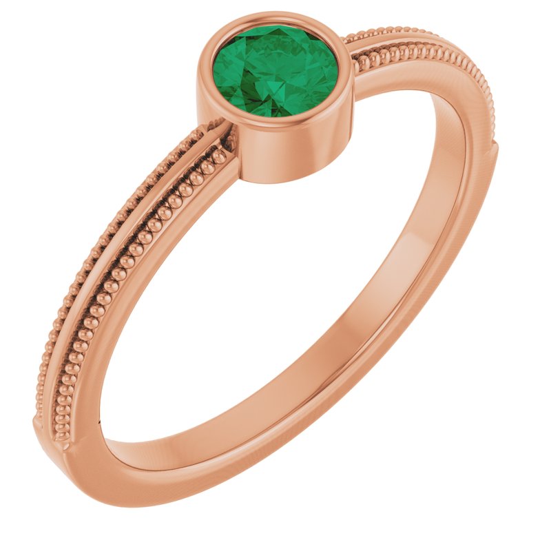 Milgrain Bezel-Set Solitaire Birthstone Ring