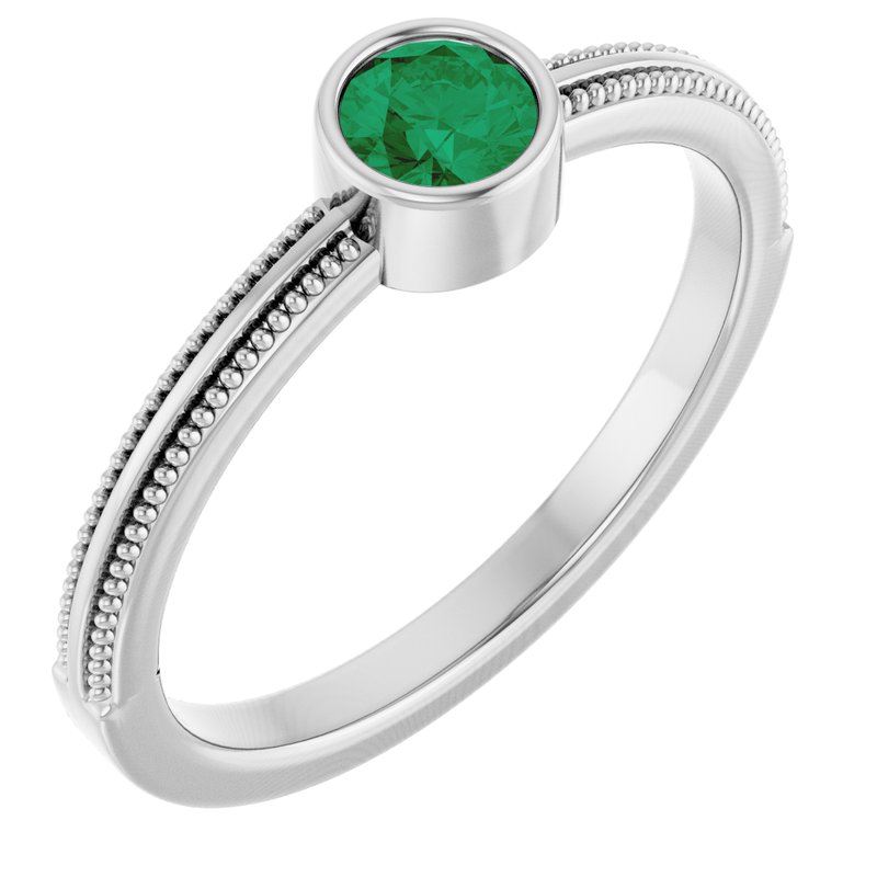 Milgrain Bezel-Set Solitaire Birthstone Ring
